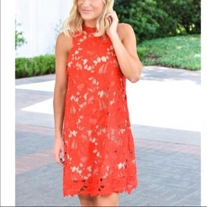 Impeccable Pig red lace high neck dress
